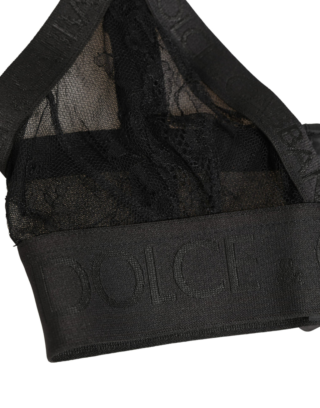 Brassière noire Dolce & Gabbana Logo Monogram en coton doux, avec bonnets souples et détails en métal brillant.