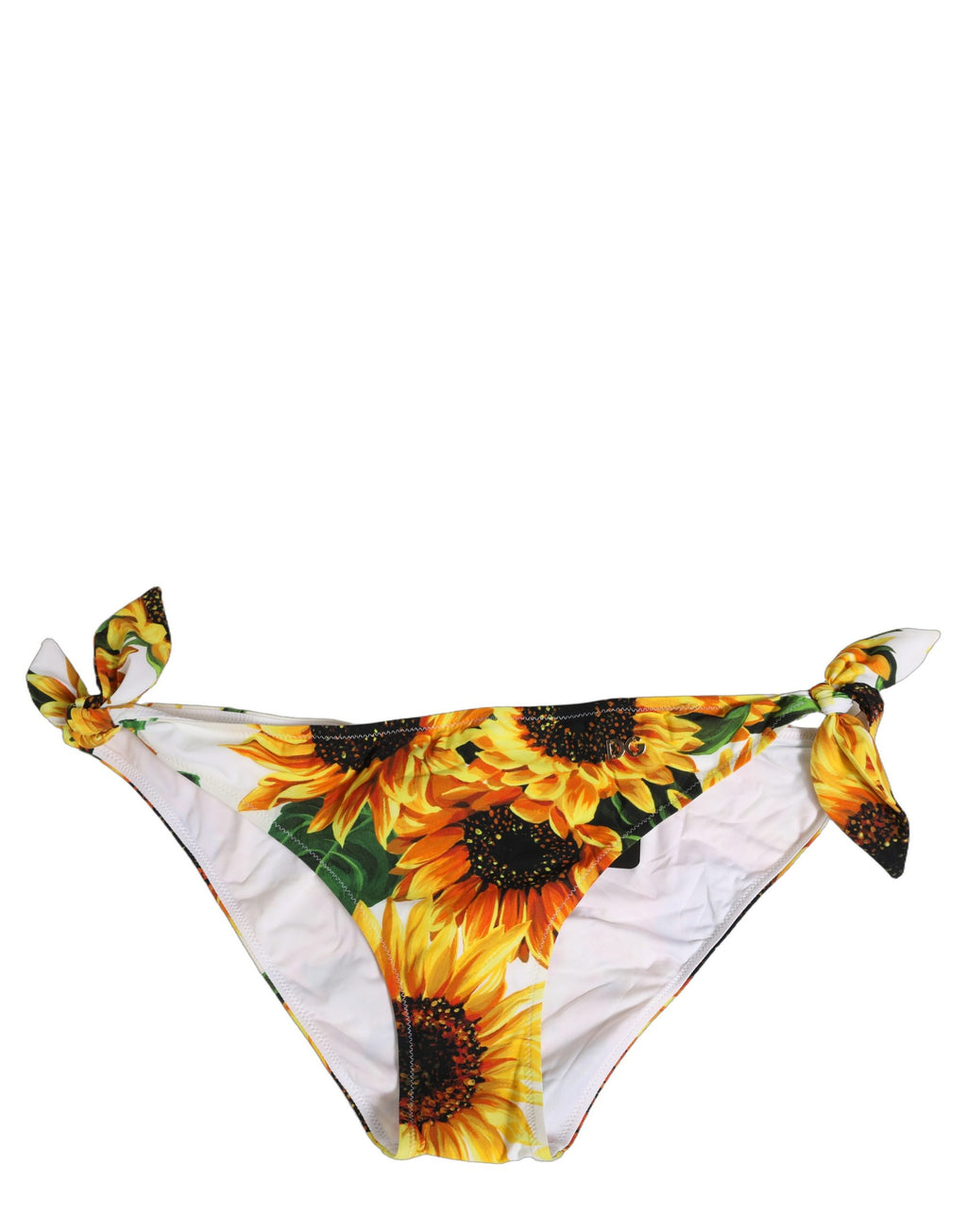 Maillot de bain bikini Dolce & Gabbana en nylon jaune avec motif tournesol, coupe élégante et moderne pour la plage.