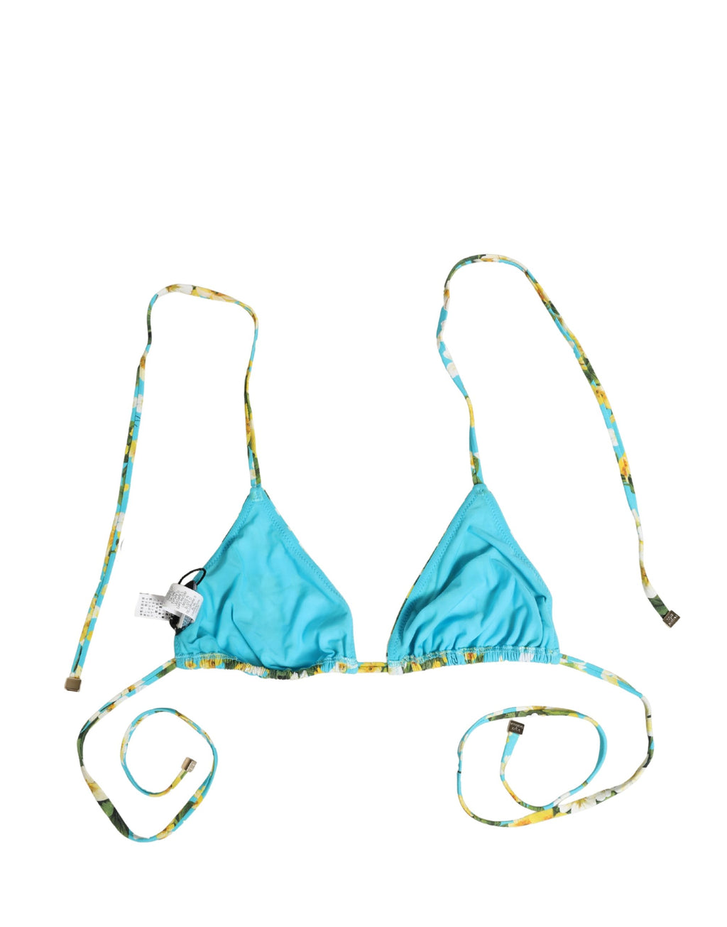 Top de bikini en nylon à imprimé floral bleu de Dolce & Gabbana, style halter, maillot de bain élégant pour femmes