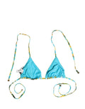 Top de bikini en nylon à imprimé floral bleu de Dolce & Gabbana, style halter, maillot de bain élégant pour femmes
