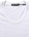 T-shirt blanc à manches courtes et col rond de Dolce & Gabbana en coton, vue de face.