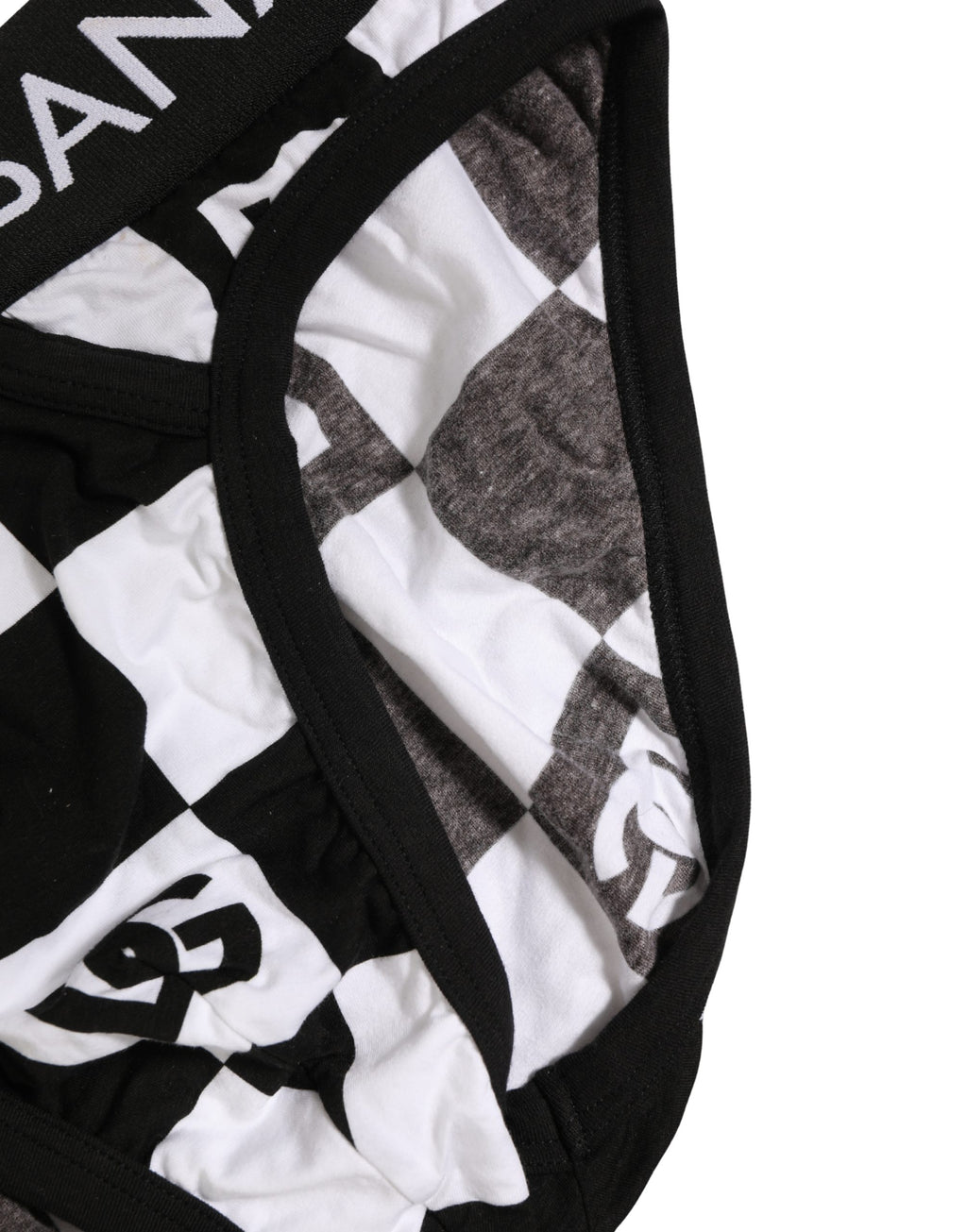 Sous-vêtements midi Dolce & Gabbana à logo noir et blanc avec motif à carreaux, en coton confortable.