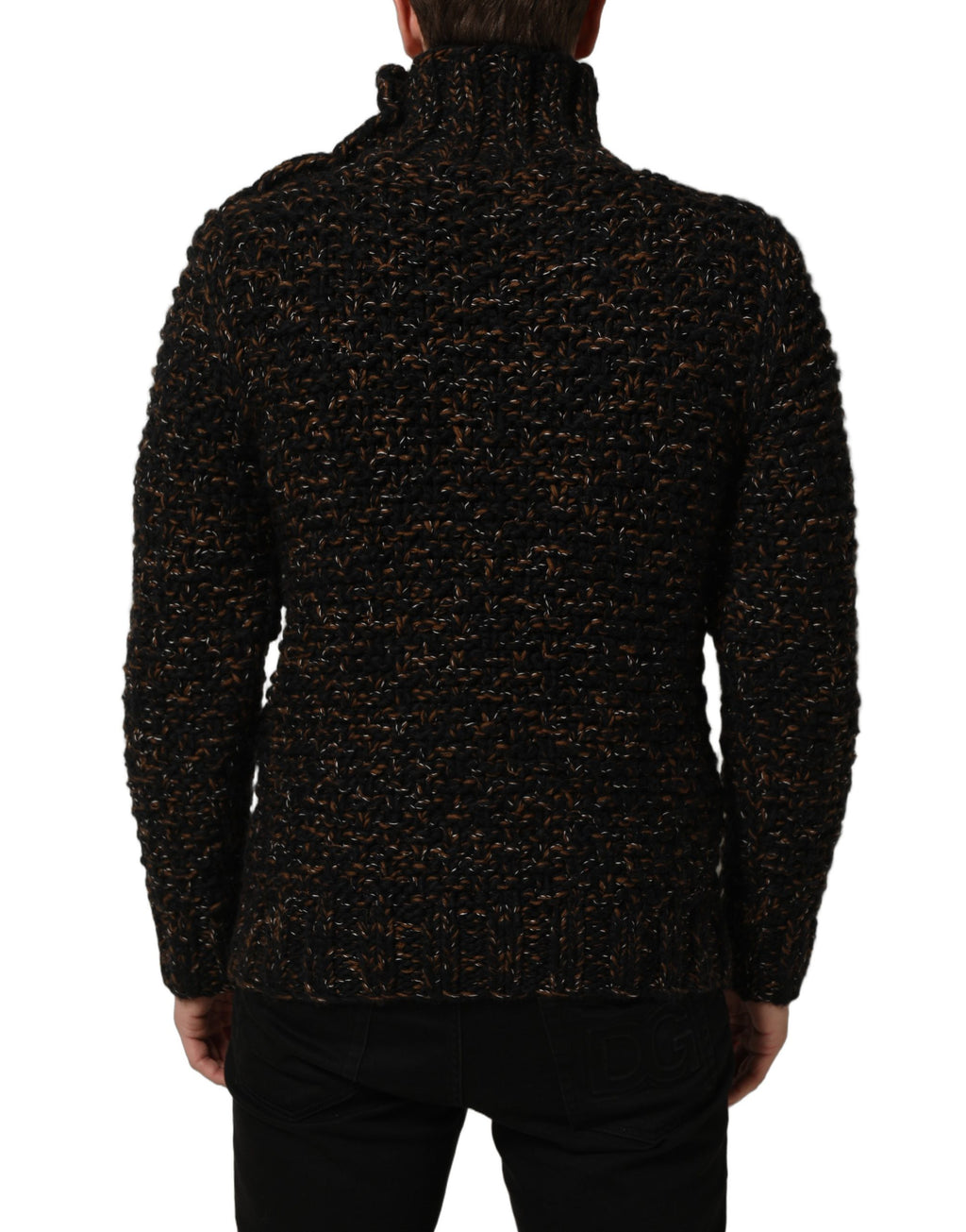 Pull en laine marron Dolce & Gabbana avec col roulé, pull-over chaud et élégant, pour un style sophistiqué et confortable.