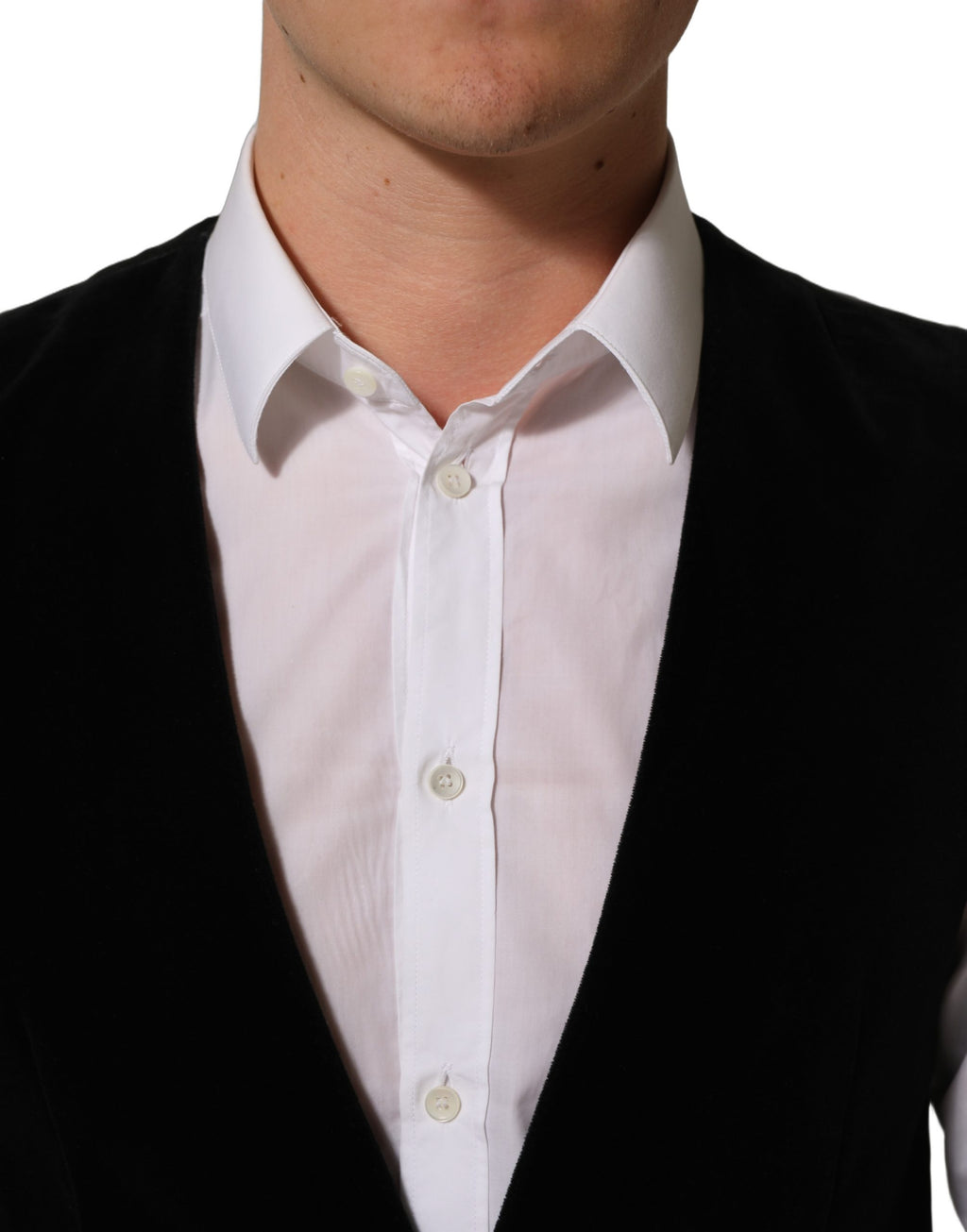 Gilet formel en laine mélangée noir de Dolce & Gabbana, veste élégante pour homme, détails sophistiqués.