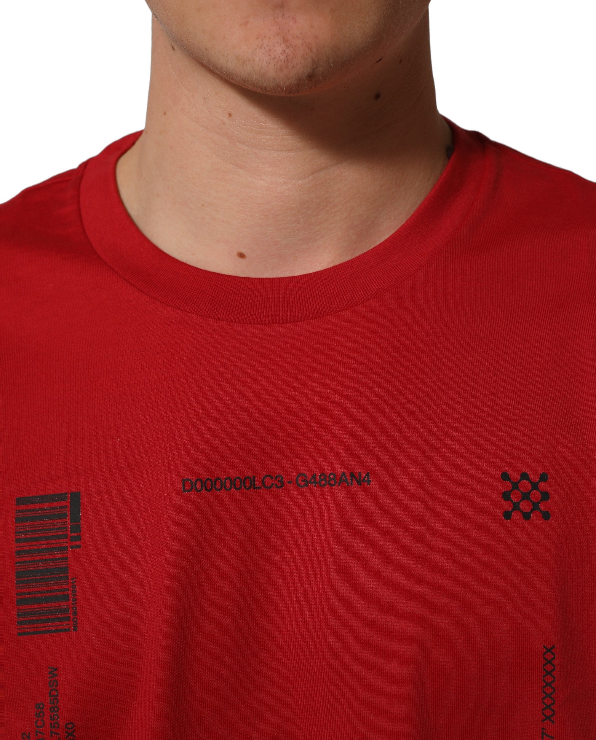 T-shirt en coton rouge Dolce & Gabbana à motif graphique, col rond, style décontracté pour homme.