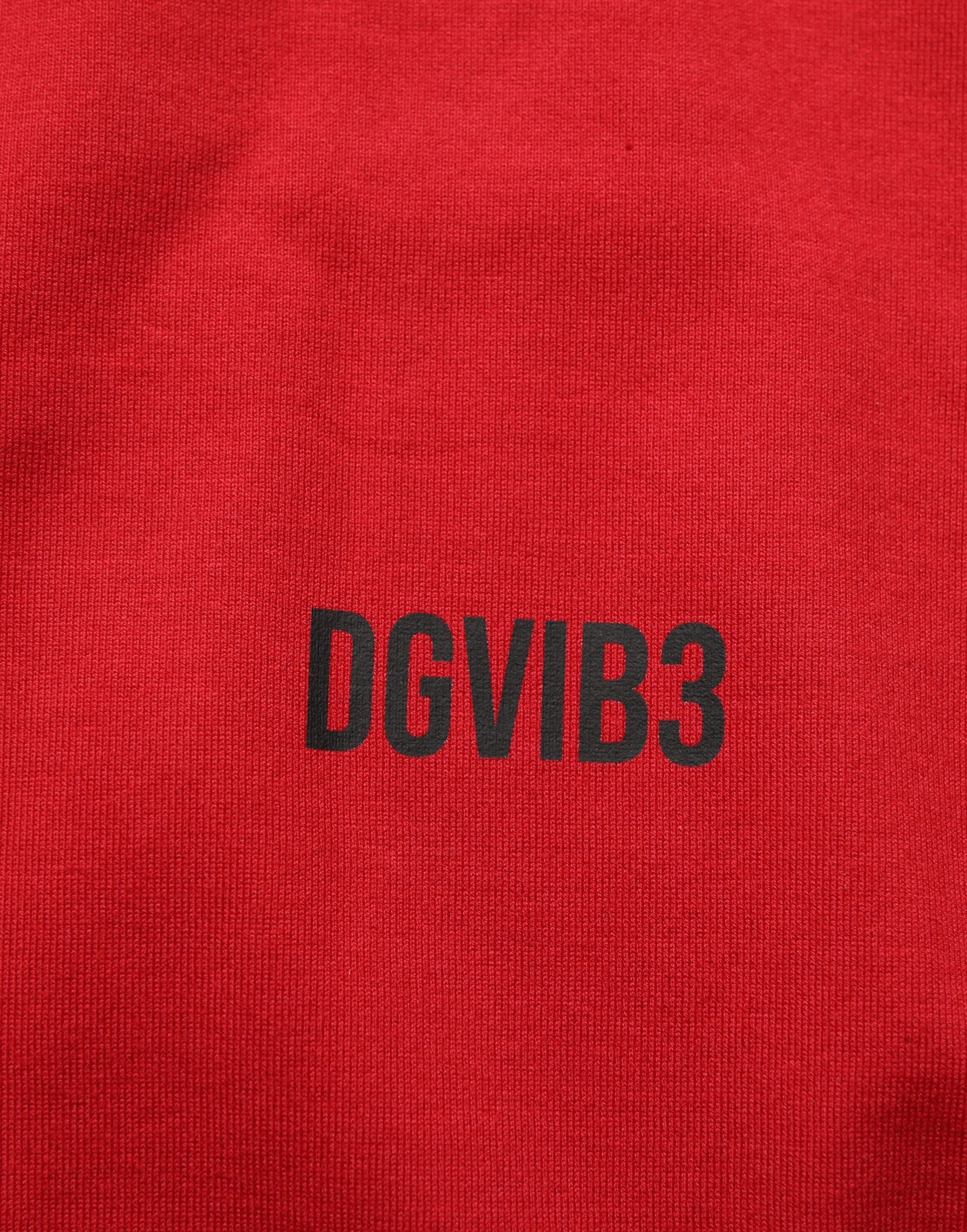 T-shirt rouge en coton avec imprimé graphique de Dolce & Gabbana, col rond, style décontracté.