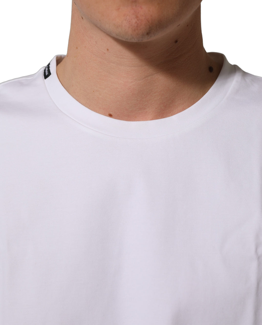 T-shirt blanc à manches courtes et col rond de Dolce & Gabbana, en coton, vue de face.