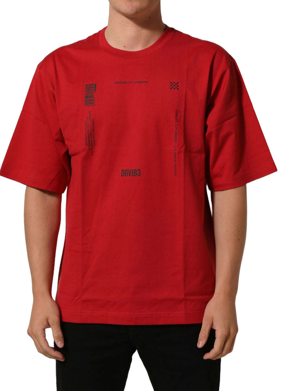 T-shirt à col rond en coton rouge avec impression graphique Dolce & Gabbana, style casual et tendance.