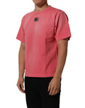T-shirt rose Dolce & Gabbana Re-Edition avec col rond délavé, en coton, style décontracté et tendance.