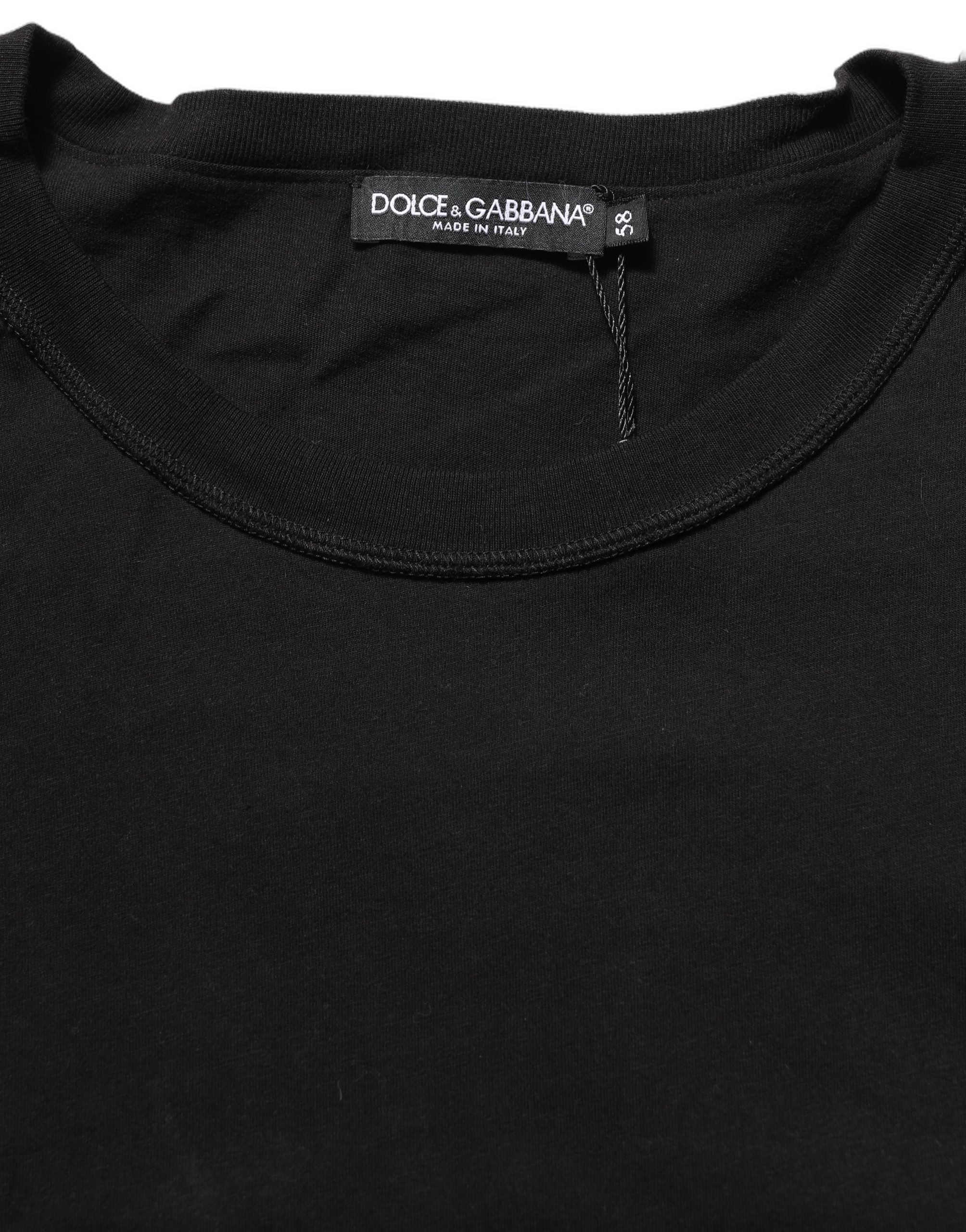 T-shirt Dolce & Gabbana en coton noir à manches courtes et col rond, vue de face.