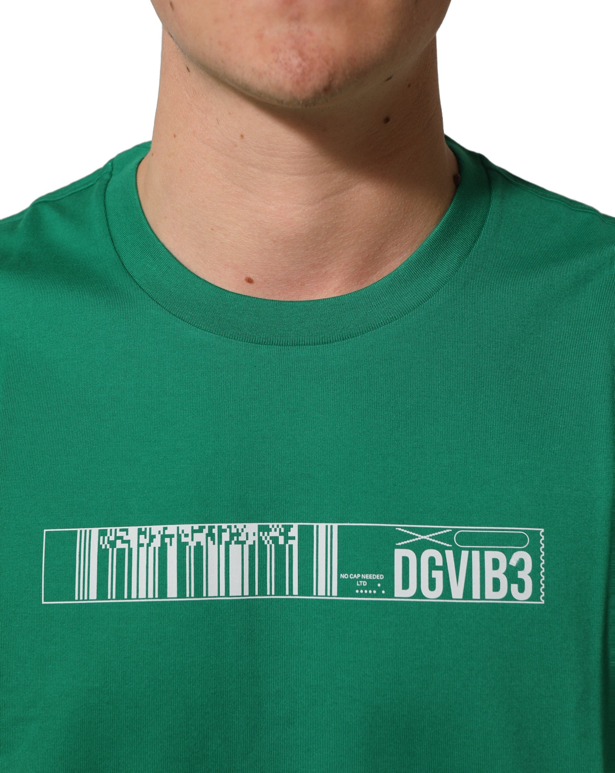 T-shirt vert en coton Dolce & Gabbana avec imprimé DGVIB3 à col rond, vue de face.