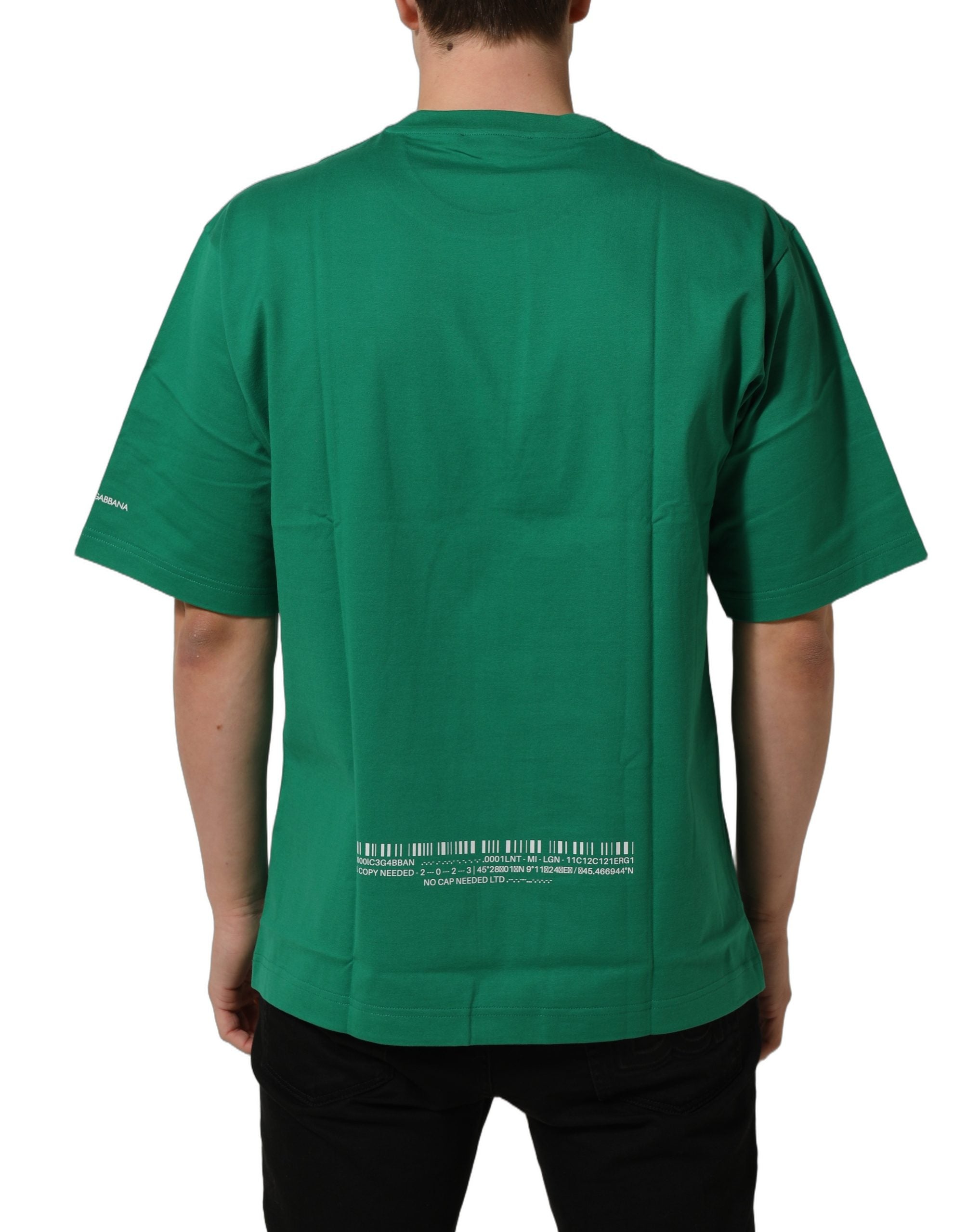 T-shirt en coton vert Dolce & Gabbana avec imprimé DGVIB3 à col rond, vue de face.