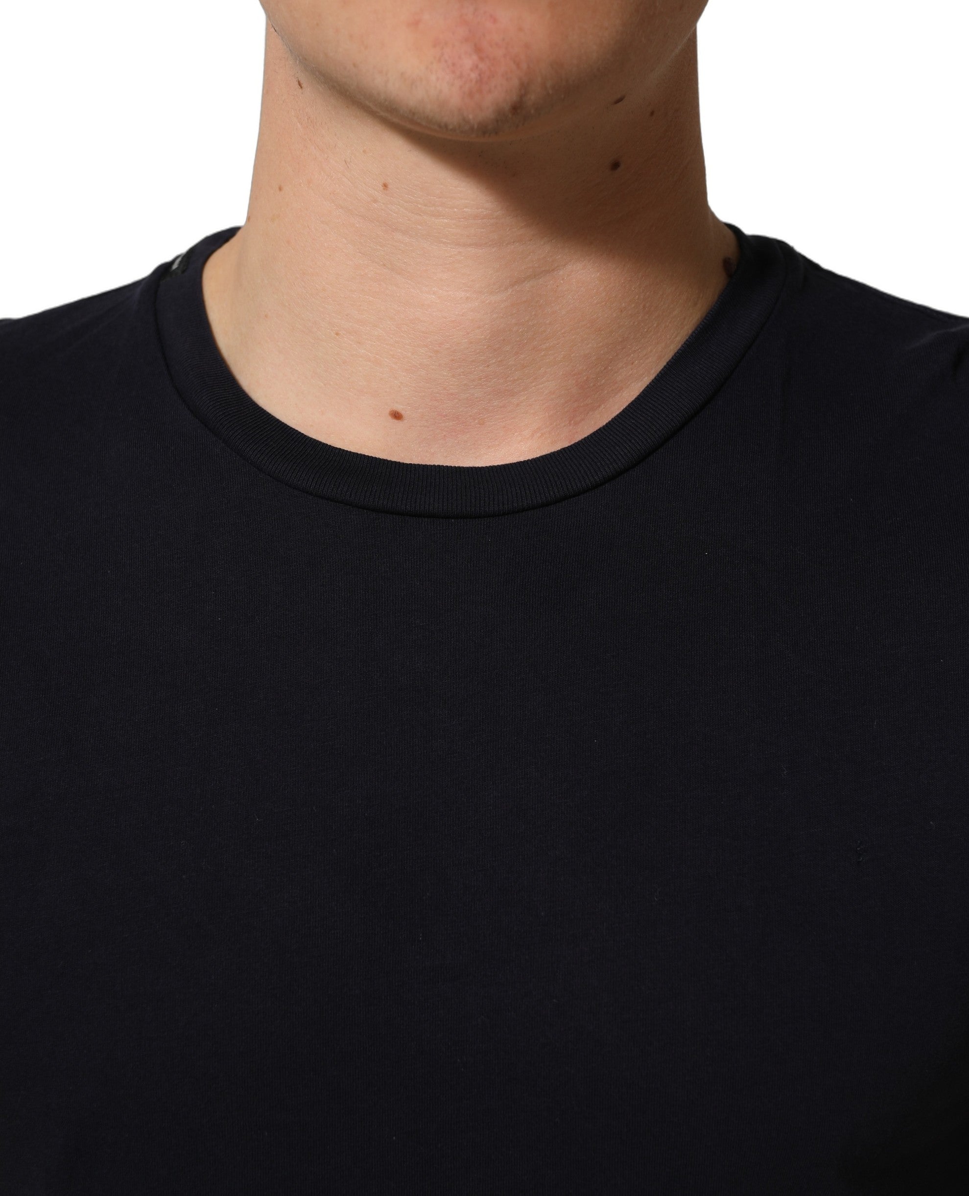 T-shirt Dolce & Gabbana en coton noir à manches courtes et col rond, vue de face.