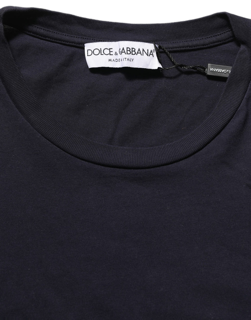 T-shirt noir en coton à manches courtes et col rond de Dolce & Gabbana, vue de face.