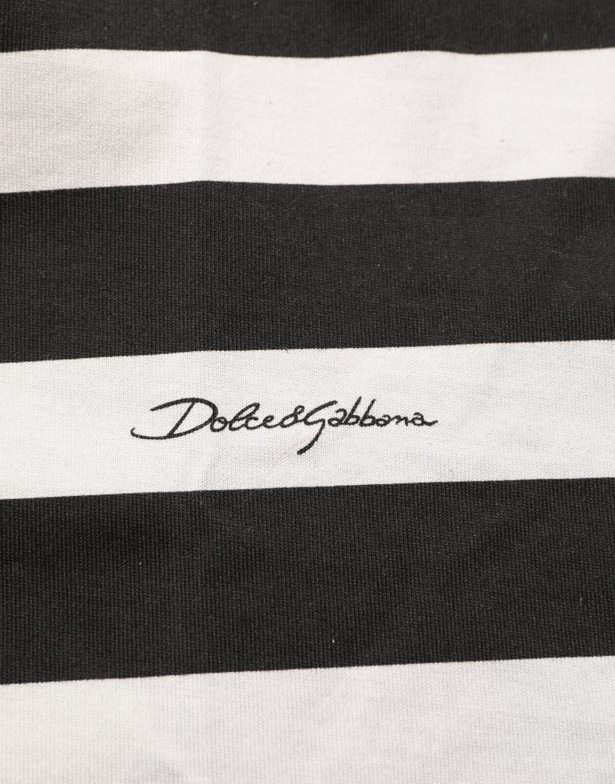 T-shirt sans manches Dolce & Gabbana en coton noir et blanc à rayures, design élégant et moderne.