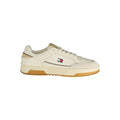 Chaussure sneaker blanche en polyuréthane pour homme de la marque Tommy Hilfiger, vue de face avec détails de design.