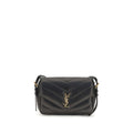 Sac à main Saint Laurent en cuir d'agneau noir Ovis Aries avec bandoulière et design élégant, visible en gros plan.