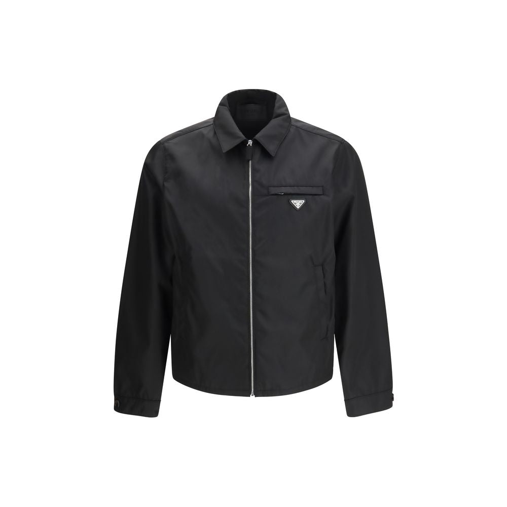 Prada Schwarze, recycelte Polyamid-Jacke in voller Länge