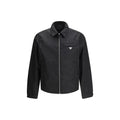 Prada Schwarze, recycelte Polyamid-Jacke in voller Länge