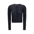 Cardigan en viscose noir de Gucci, pull tendance avec boutons et col classique, porté sur un mannequin.