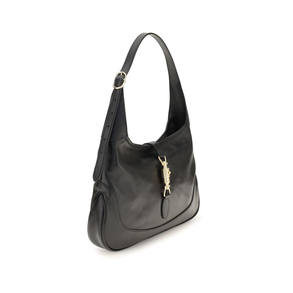 Sac à main Gucci Bos Taurus en cuir de veau noir, sac à épaule élégant avec détails sophistiqués.