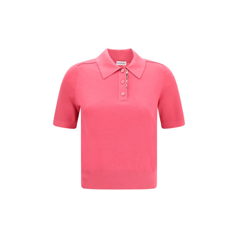 Chemise polo en laine multicolore Burberry Oves Aries avec logo brodé, détails colorés et coupe classique.
