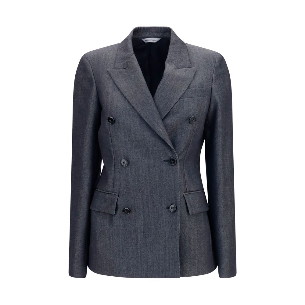 Veste blazer gris en laine Balenciaga Oves Aries, élégante et structurée, portée sur un mannequin.