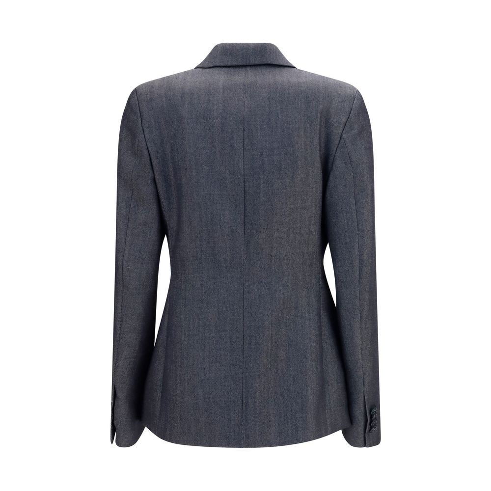 Veste blazer en laine grise Balenciaga Oves Aries, coupe élégante et détails sophistiqués.