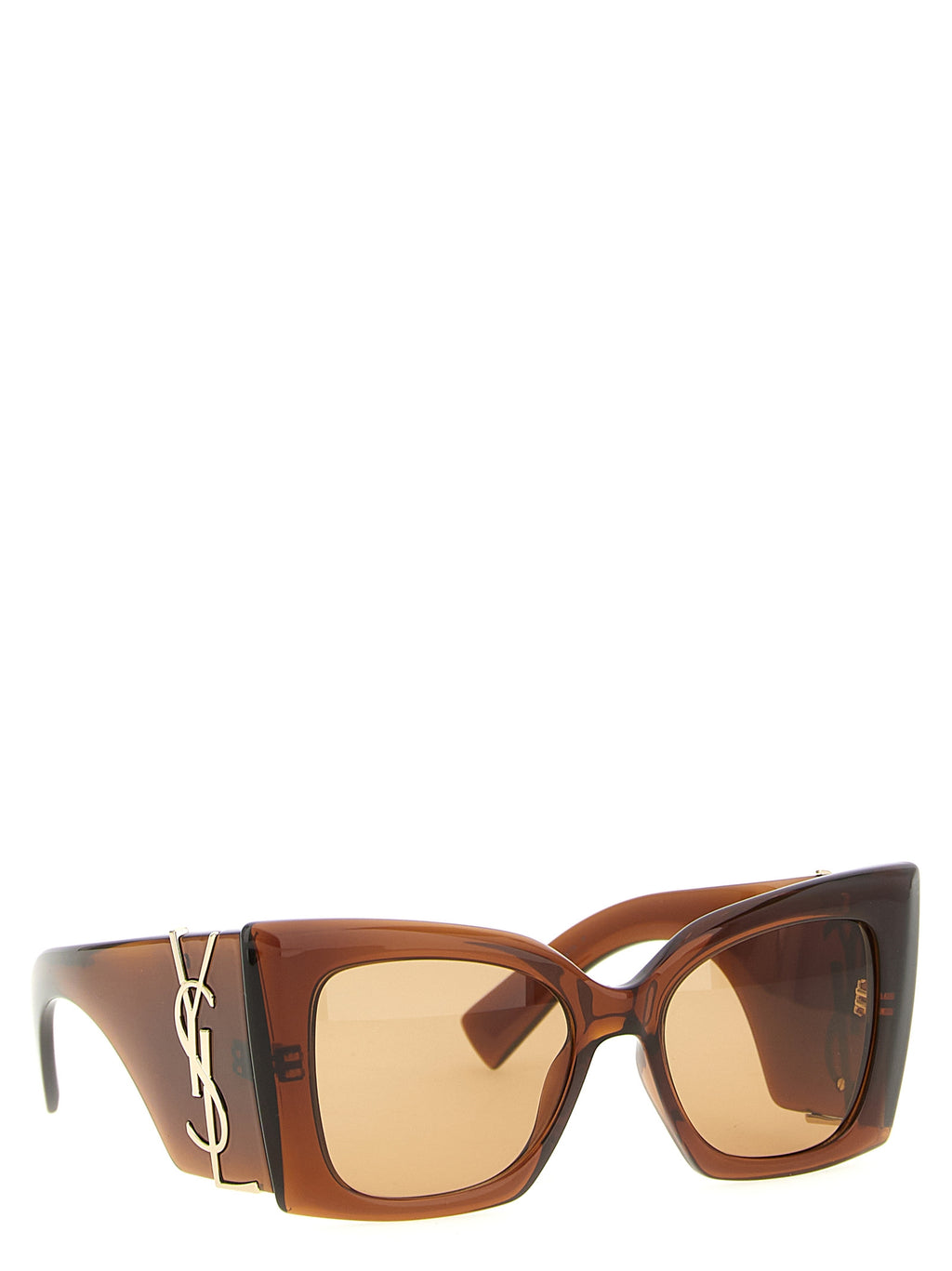 Lunettes de soleil marron en acétate de la marque Saint Laurent, avec monture élégante et design sophistiqué.