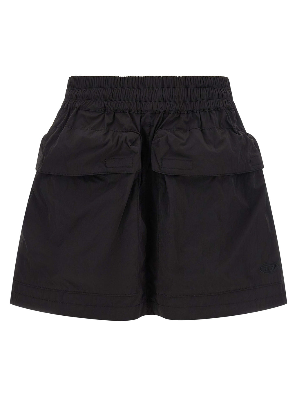 Jupe longue en polyamide noire de marque Diesel, style moderne avec coupe fluide et détails élégants.