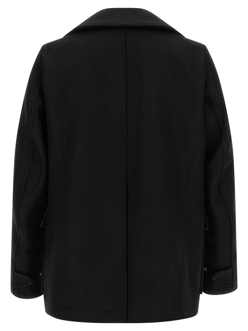 Manteau en laine noire Dsquared² pour homme, coupe élégante avec col classique et poches latérales.