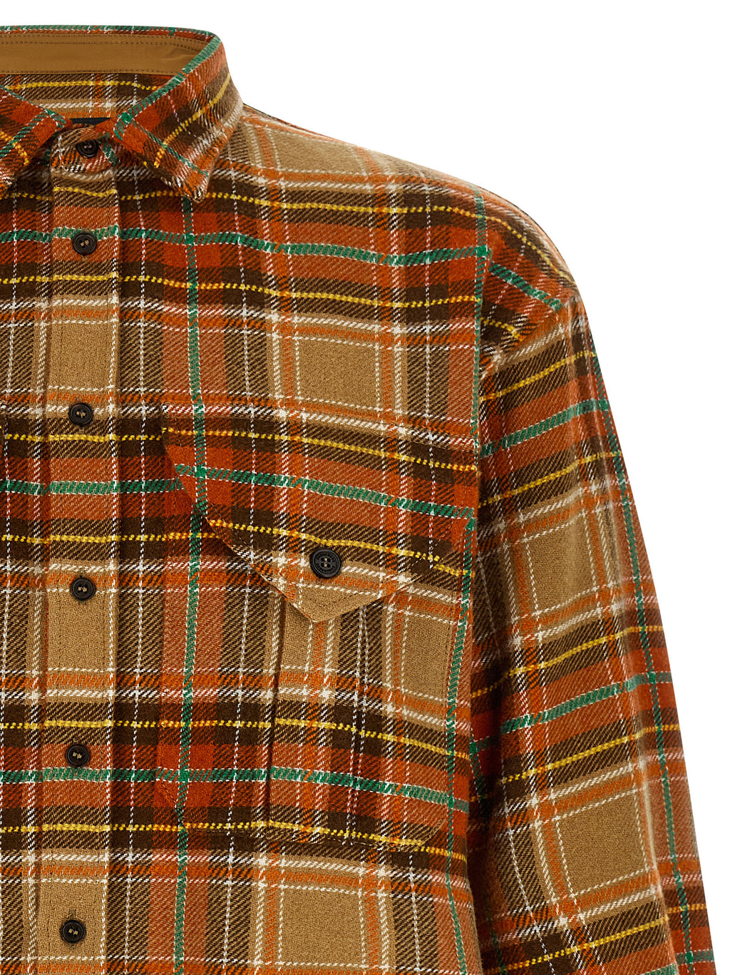 Blouse orange en marabout de la marque Dsquared², avec détails élégants et texture volumineuse visible sur l'image.
