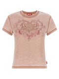 T-shirt en polyester multicolore de la marque Diesel, coupe classique avec motif coloré visible sur l'image.
