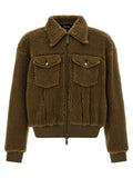 Veste longue en polyester marron de la marque Dsquared², visible avec détails de conception sur la photo.