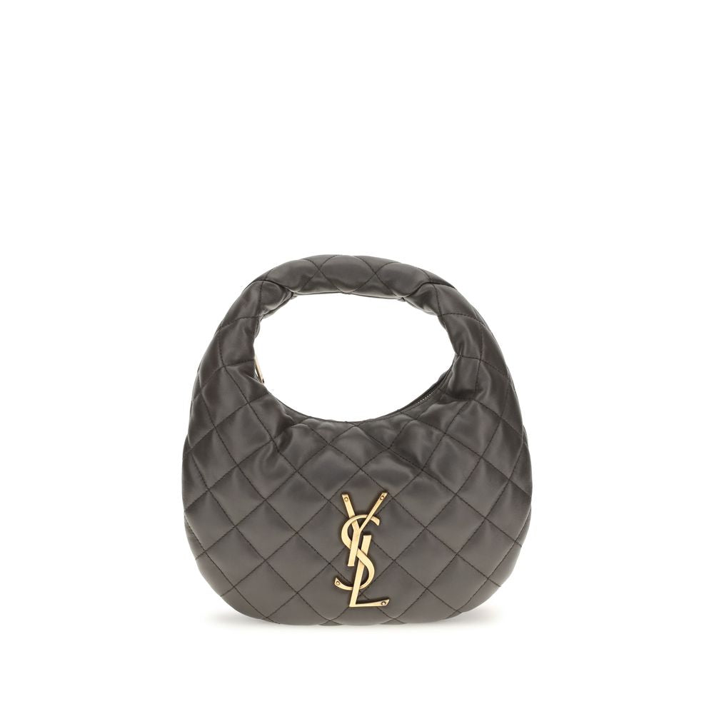 Sac à main gris en agneau Ovis Aries de Saint Laurent, avec détails élégants et finition raffinée.