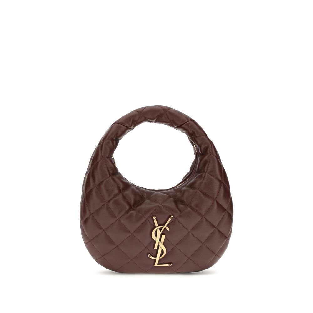 Sac à main Saint Laurent en cuir d'agneau marron Ovis Aries, avec poignée élégante et détails sophistiqués.