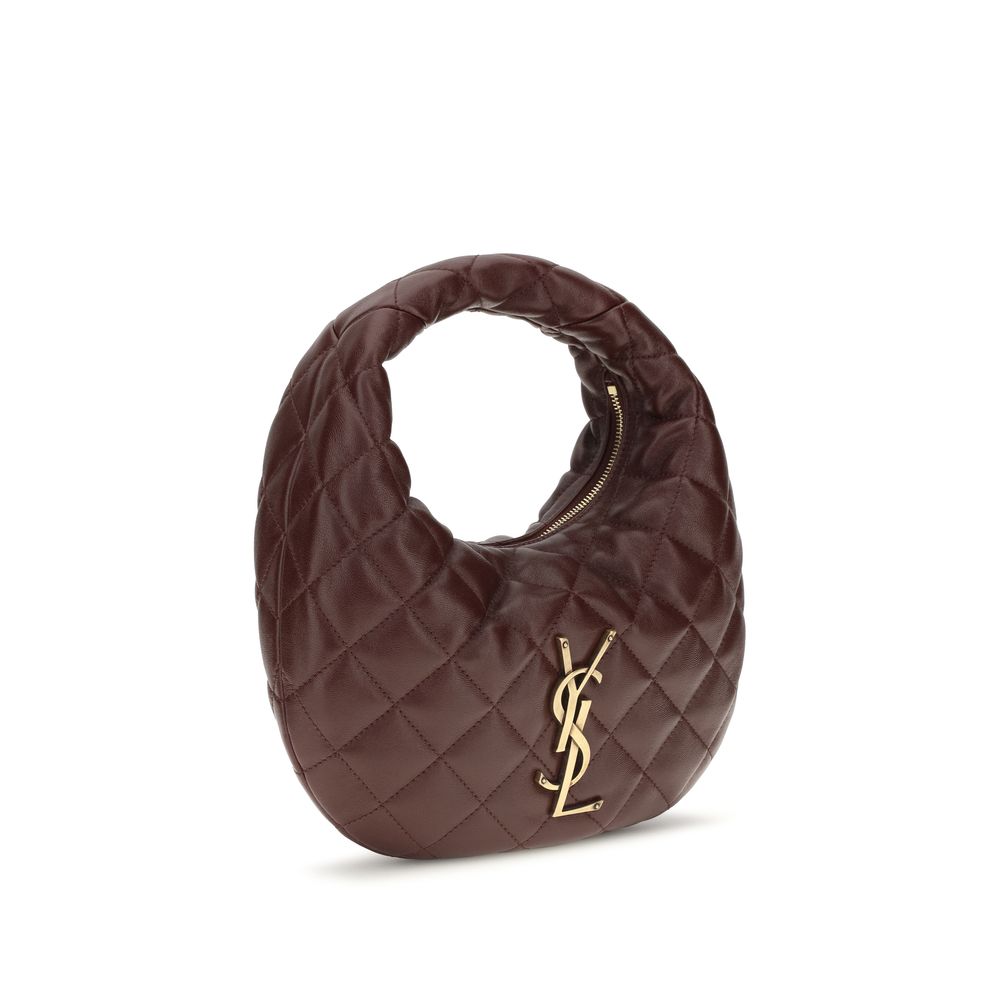 Sac à main Saint Laurent en cuir de mouton marron Ovis Aries, finition élégante et détails raffinés.