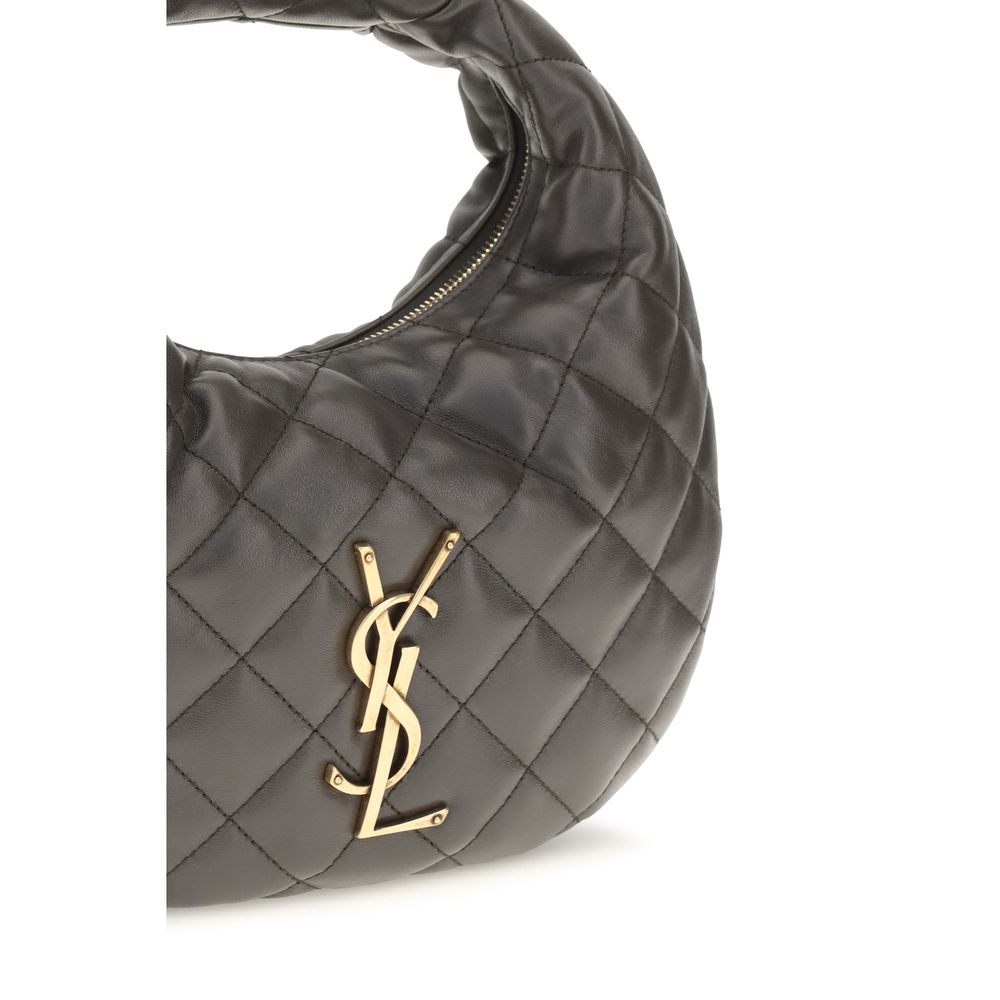 Sac à main gris en agneau Ovis Aries de Saint Laurent, élégant et sophistiqué, avec détails en cuir de haute qualité.