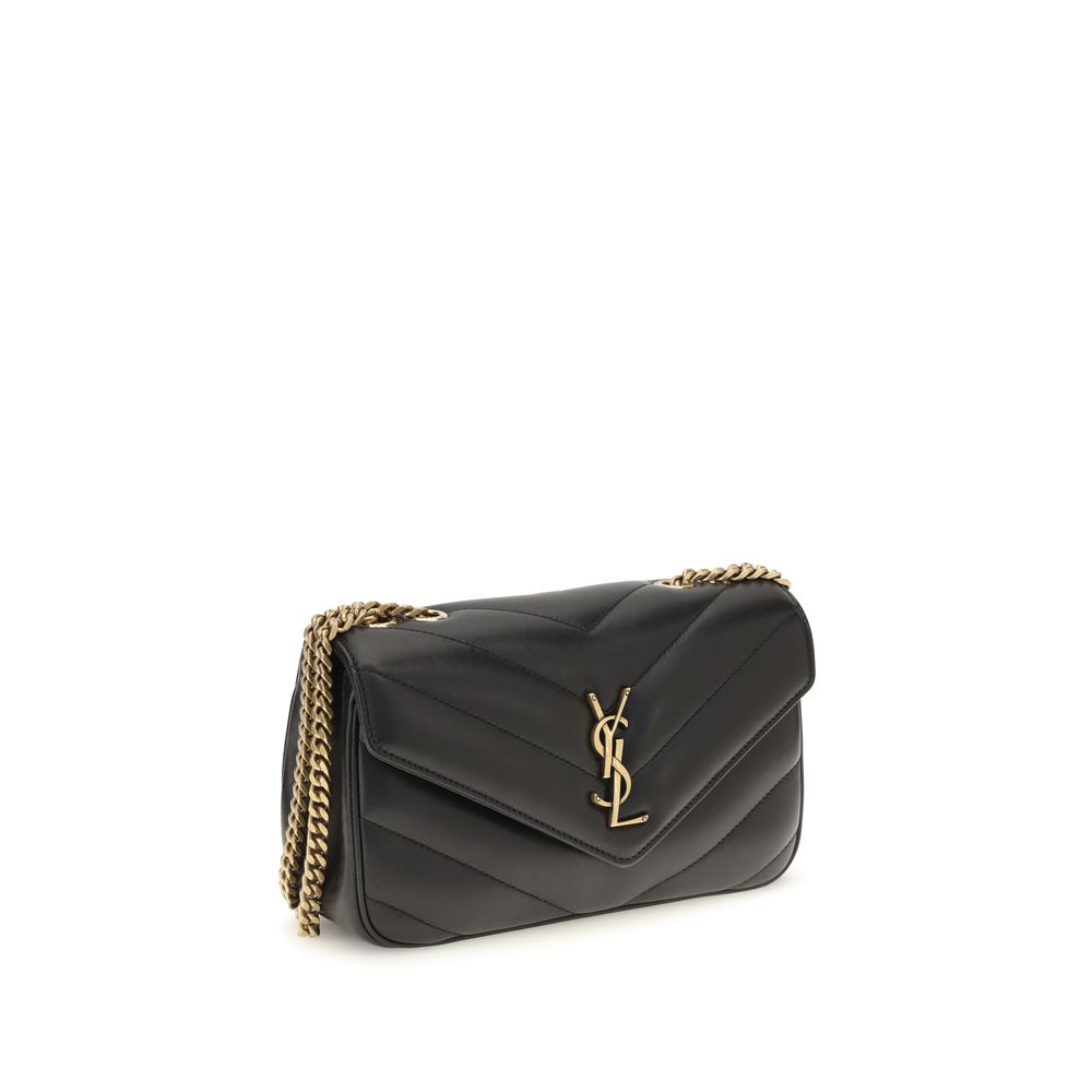 Sac à shoulder noir en agneau de Saint Laurent, sac à main élégant avec détails sophistiqués et finition de haute qualité.