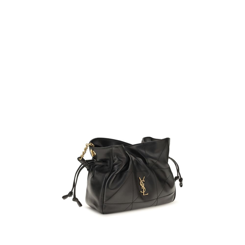 Sac clutch noir en agneau Saint Laurent Ovis Aries Aries, en cuir élégant avec finition sophistiquée.