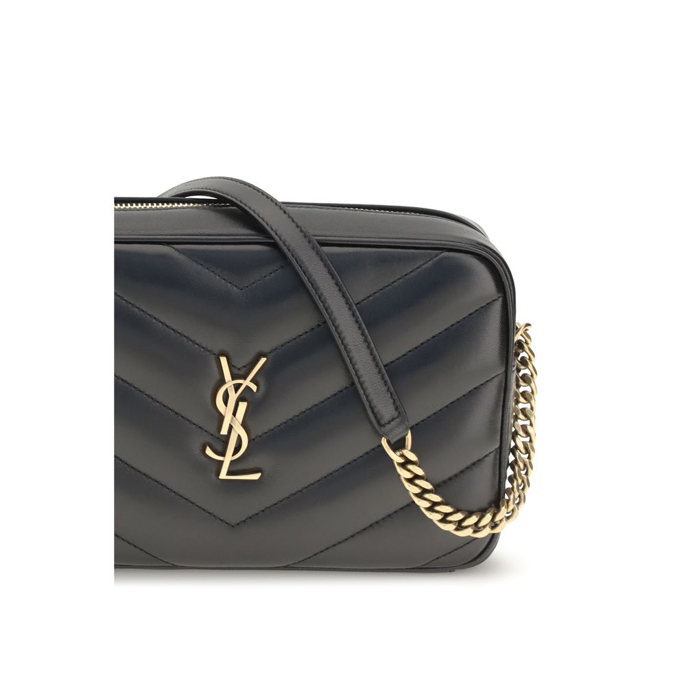 Sac à épaule noir en agneau Saint Laurent Ovis Aries, élégant et texturé, avec une finition sophistiquée visible dans l'image.