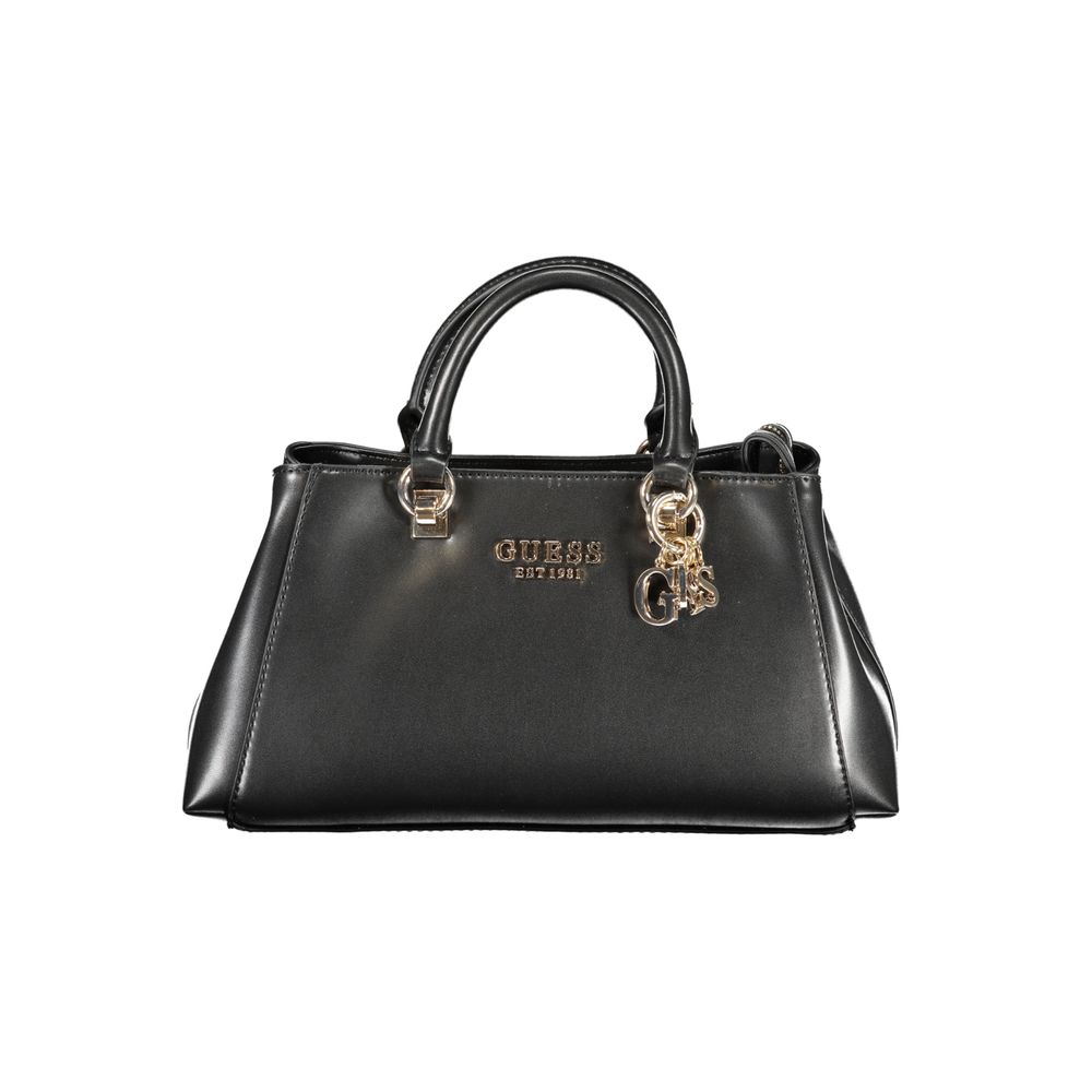 Sac à main Guess Jeans en polyuréthane noir pour femmes, avec design élégant et détails modernes.