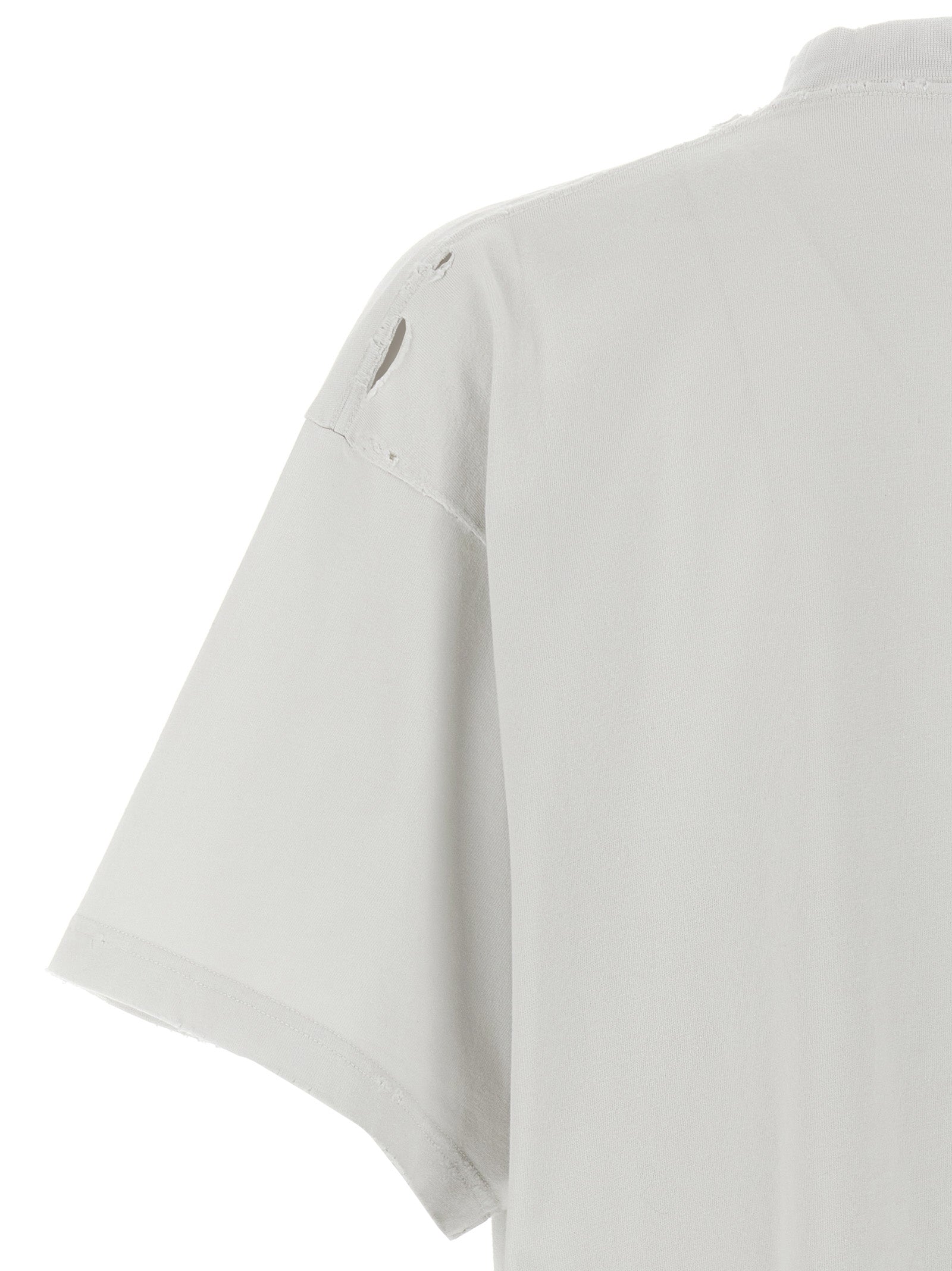 T-shirt blanc en coton de la marque Balenciaga, coupe classique et logo discret visible sur le devant.