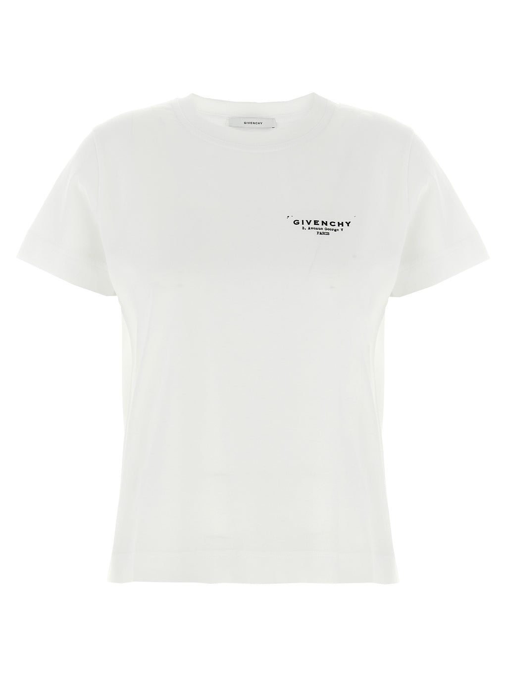 T-shirt en coton bicolore Givenchy avec logo, coupe classique, visible sur fond neutre.