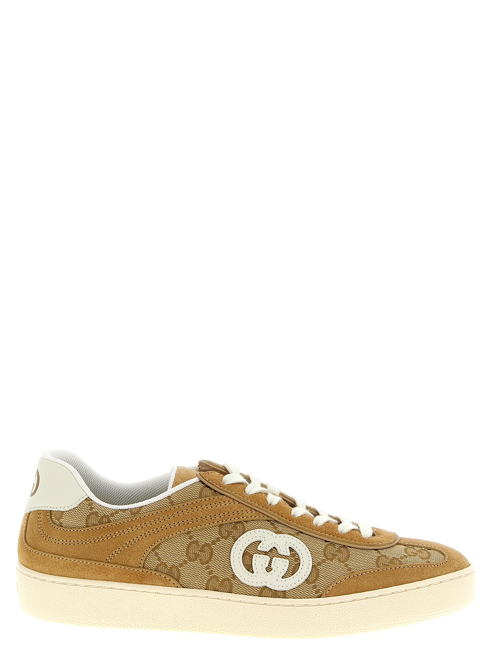 Gucci Beige Low-Top-Sneakers aus Kalbsleder