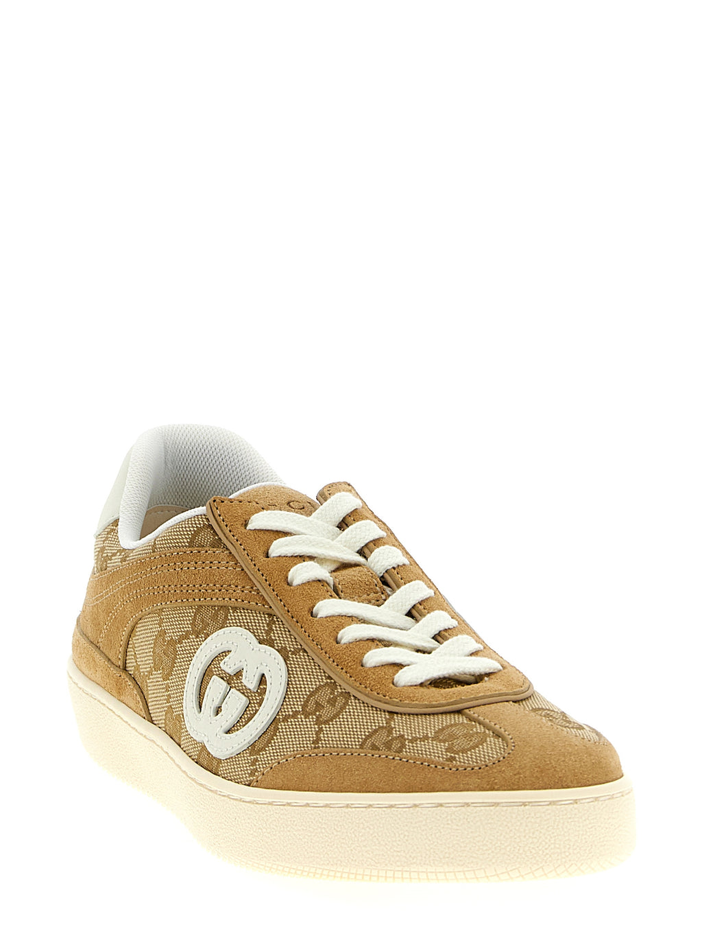 Gucci Beige Low-Top-Sneakers aus Kalbsleder
