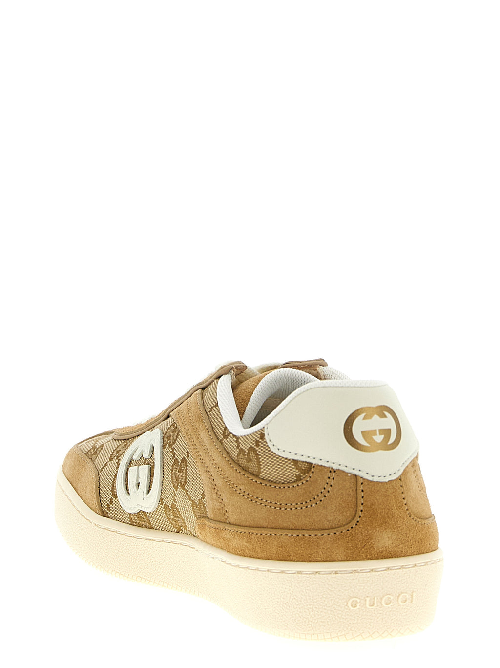 Gucci Beige Low-Top-Sneakers aus Kalbsleder