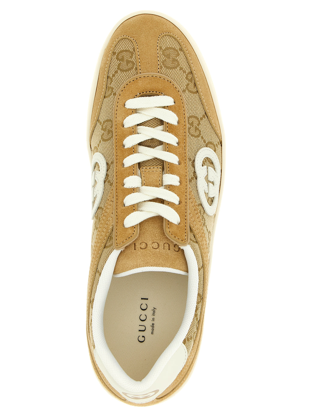 Gucci Beige Low-Top-Sneakers aus Kalbsleder