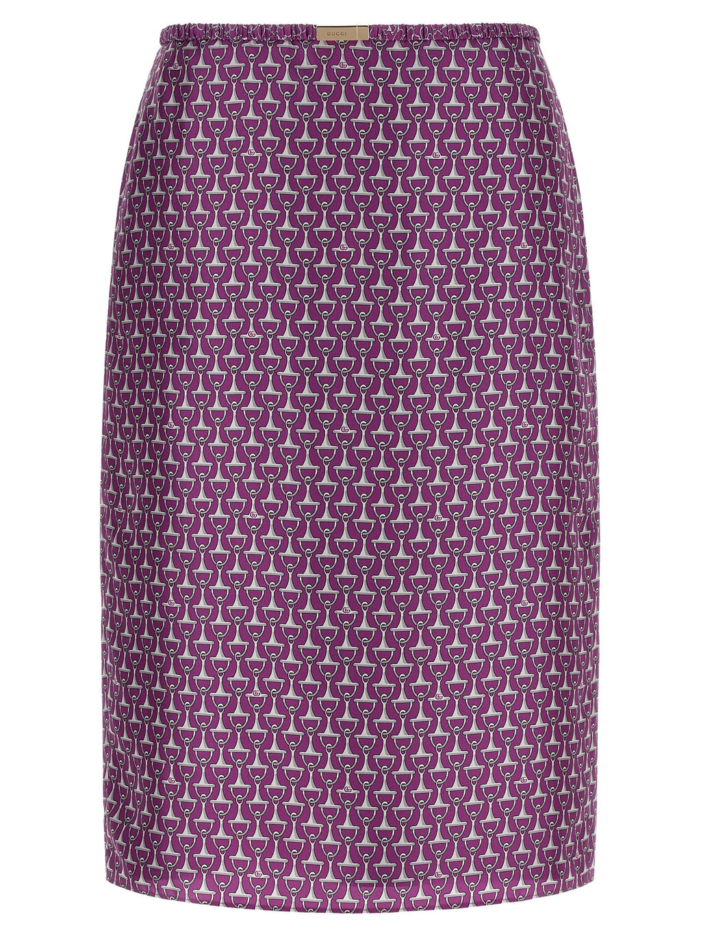 Jupe midi en soie violette de Gucci, coupe élégante et fluide, idéale pour un style sophistiqué.