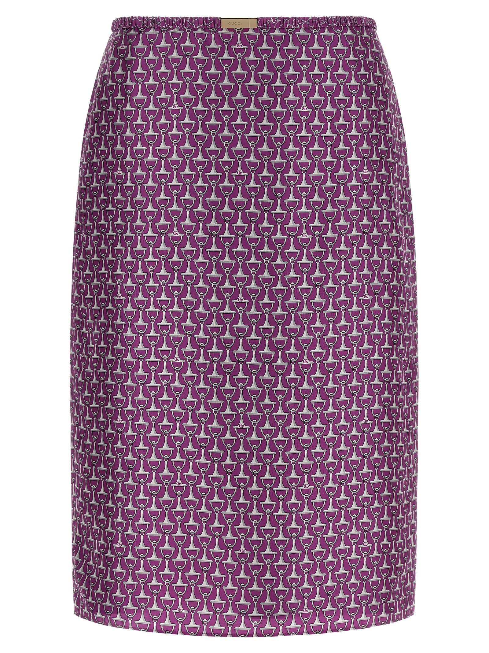 Jupe midi en soie violette de Gucci, coupe élégante et fluide, idéale pour un style sophistiqué.